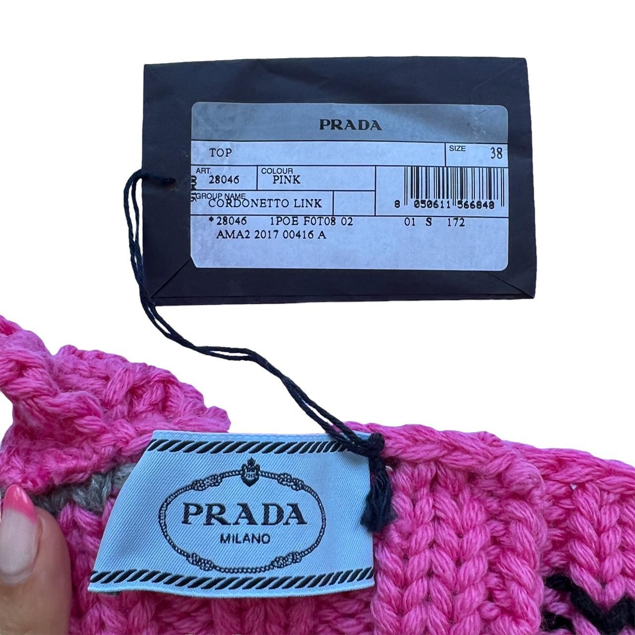 Prada FW17 RTW Cordonetto Link Knit Crochet Bralette Crop Top Pink - Outfit Repeater