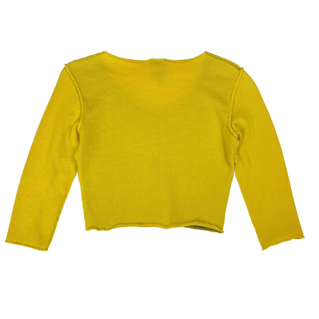 Dolce & Gabbana Yellow Horseshoe Print Cropped Knit Sweater Top