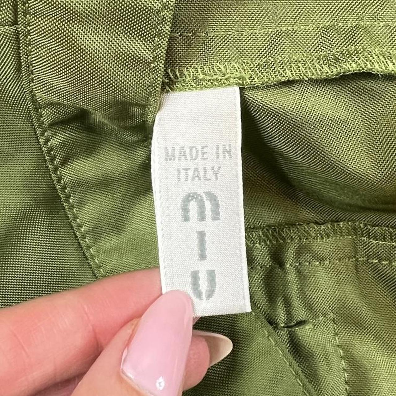 Miu Miu Khaki Green Nylon Zippered Track Pants - Outfit Repeater