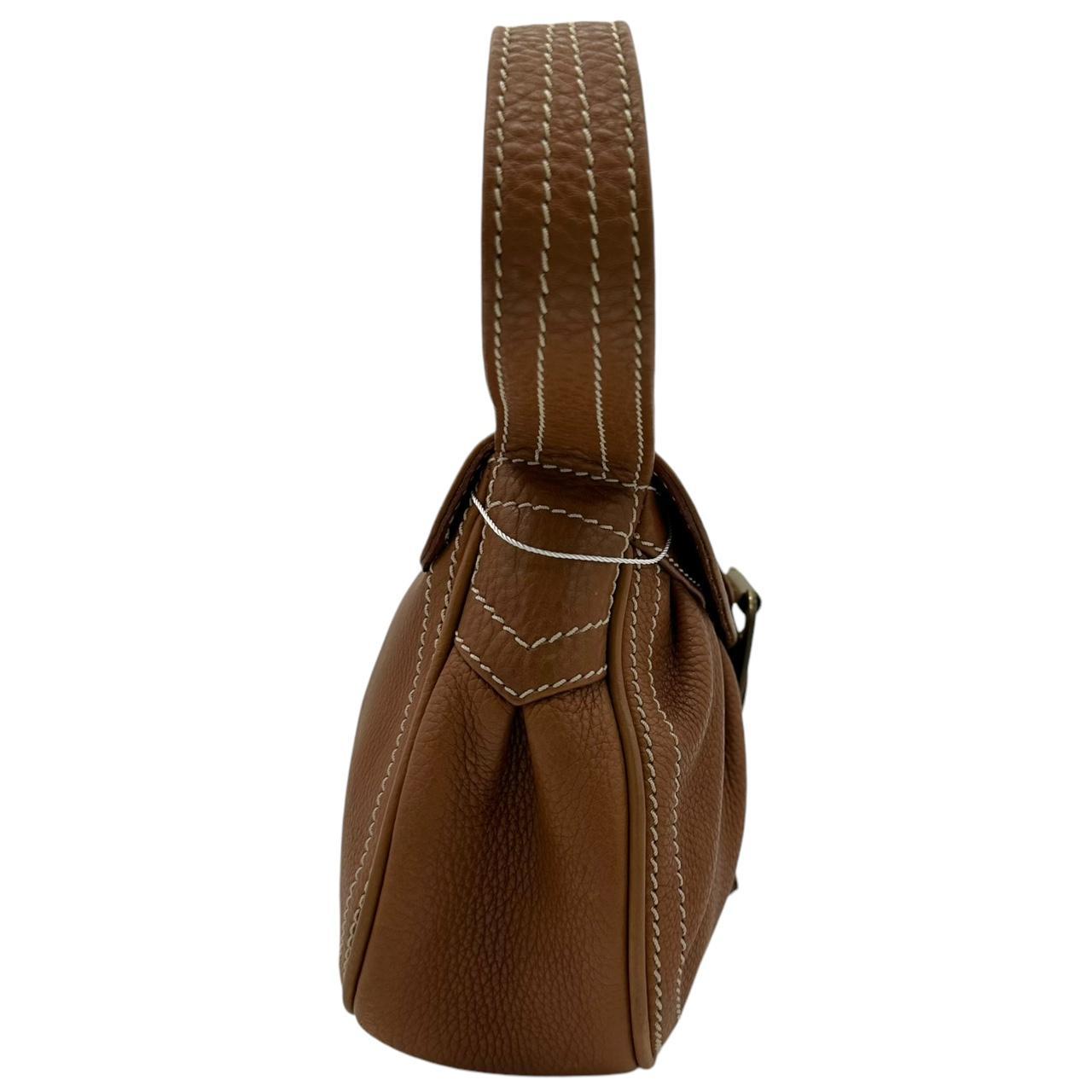 Celine Brown Leather Buckle Shoulder Bag