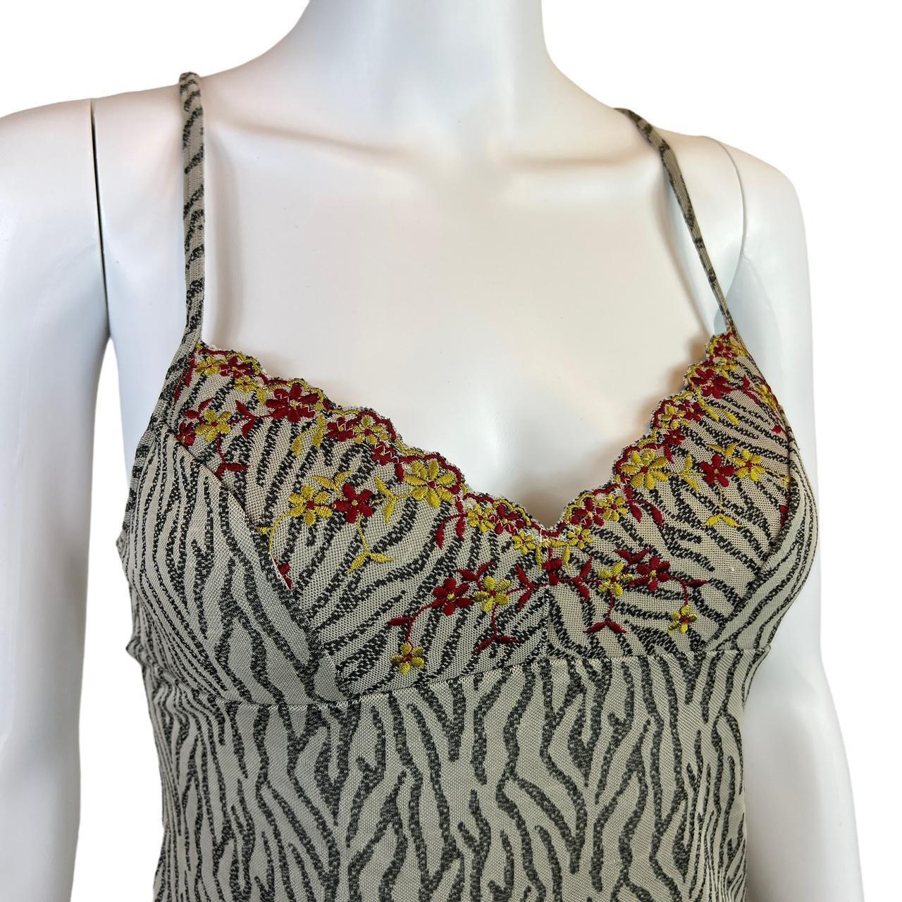 Miss Chloé Floral Embroidered Zebra Printed Mesh Cross Back Cami Top - Outfit Repeater