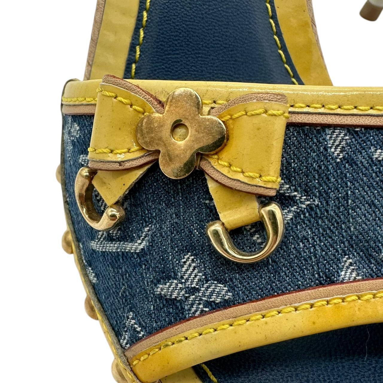 Louis Vuitton Denim Monogram Mule Heels - Outfit Repeater