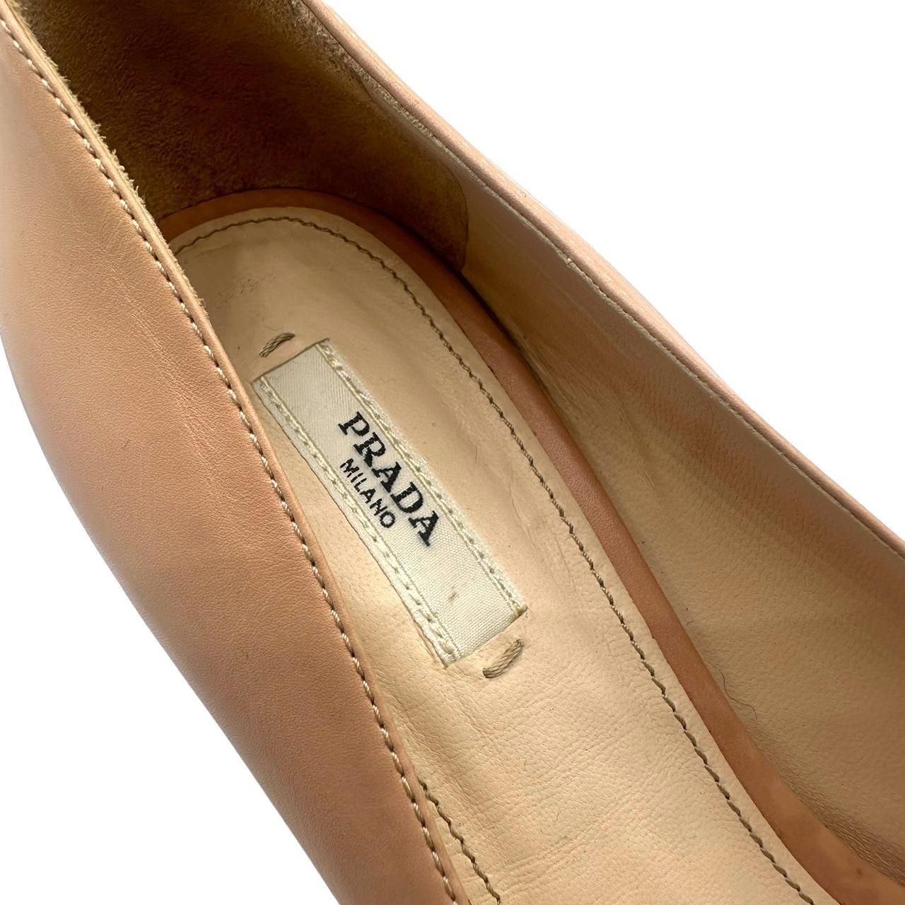 Prada Pink Leather Bow Peep-Toe Wedge Sandals