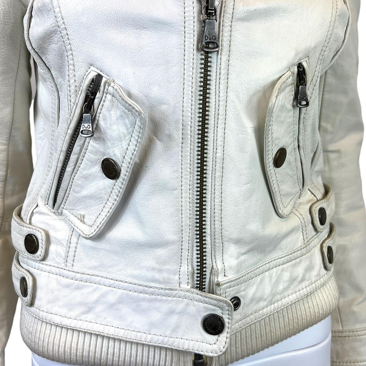 Dolce & Gabbana D&G Cream White Leather Bomber Jacket - Outfit Repeater