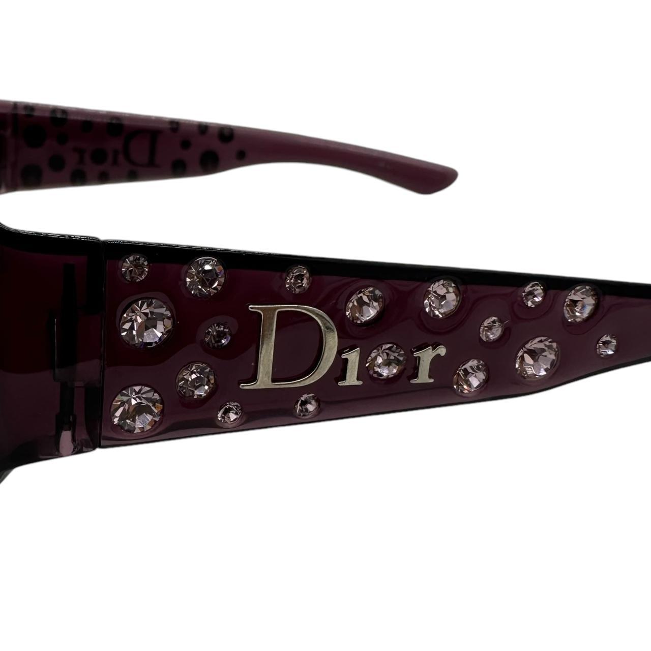 Dior Sparkling 3 Purple & Pink Rhinestone Rectangle Sunglasses