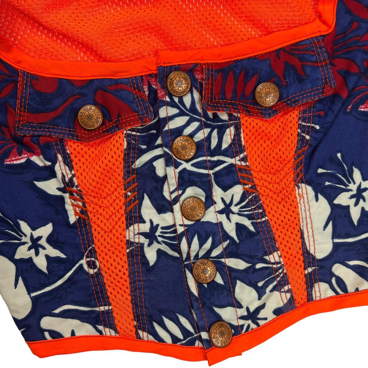 Jean Paul Gaultier Halter Jean Neon Orange and Floral Cropped Bustier