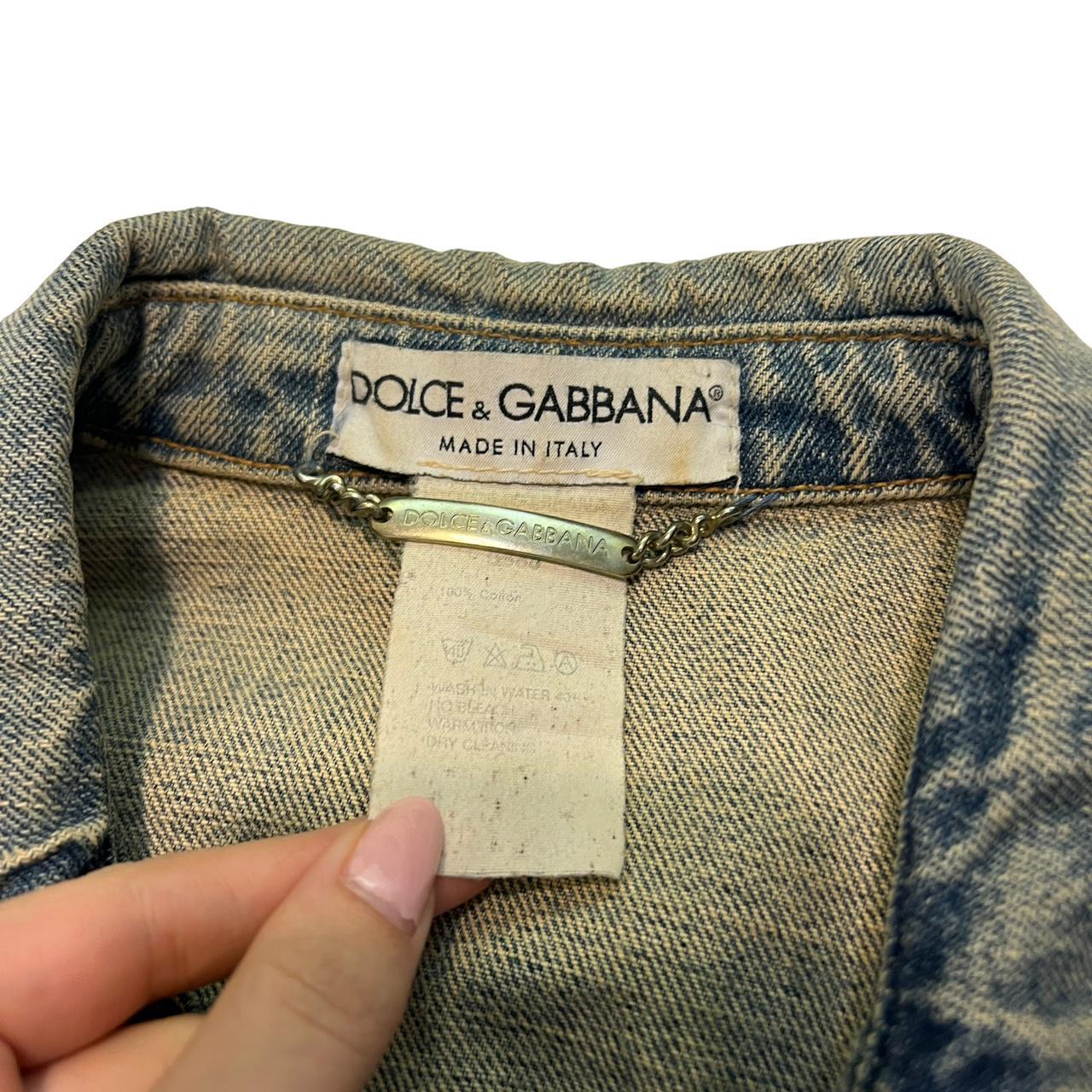 Dolce & Gabbana Cropped Distressed Denim Jacket Light Blue