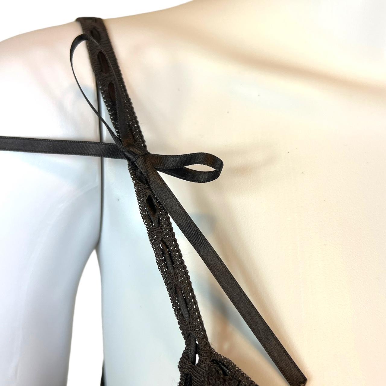 Christian Dior By John Galliano Spring 2006 Brown Knit Ruffle Front Cami with Bows - Outfit Repeater