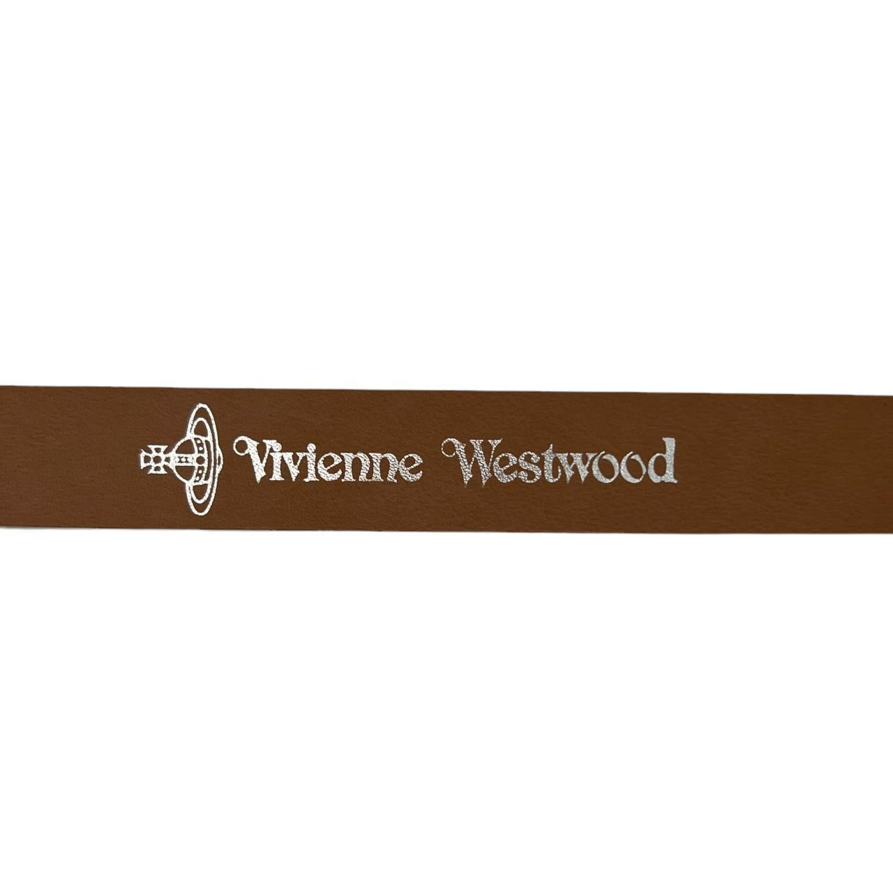 Vivienne Westwood Ivory Leather Belt with Silver and Rose Gold Orb Logo Buckle - Outfit Repeater