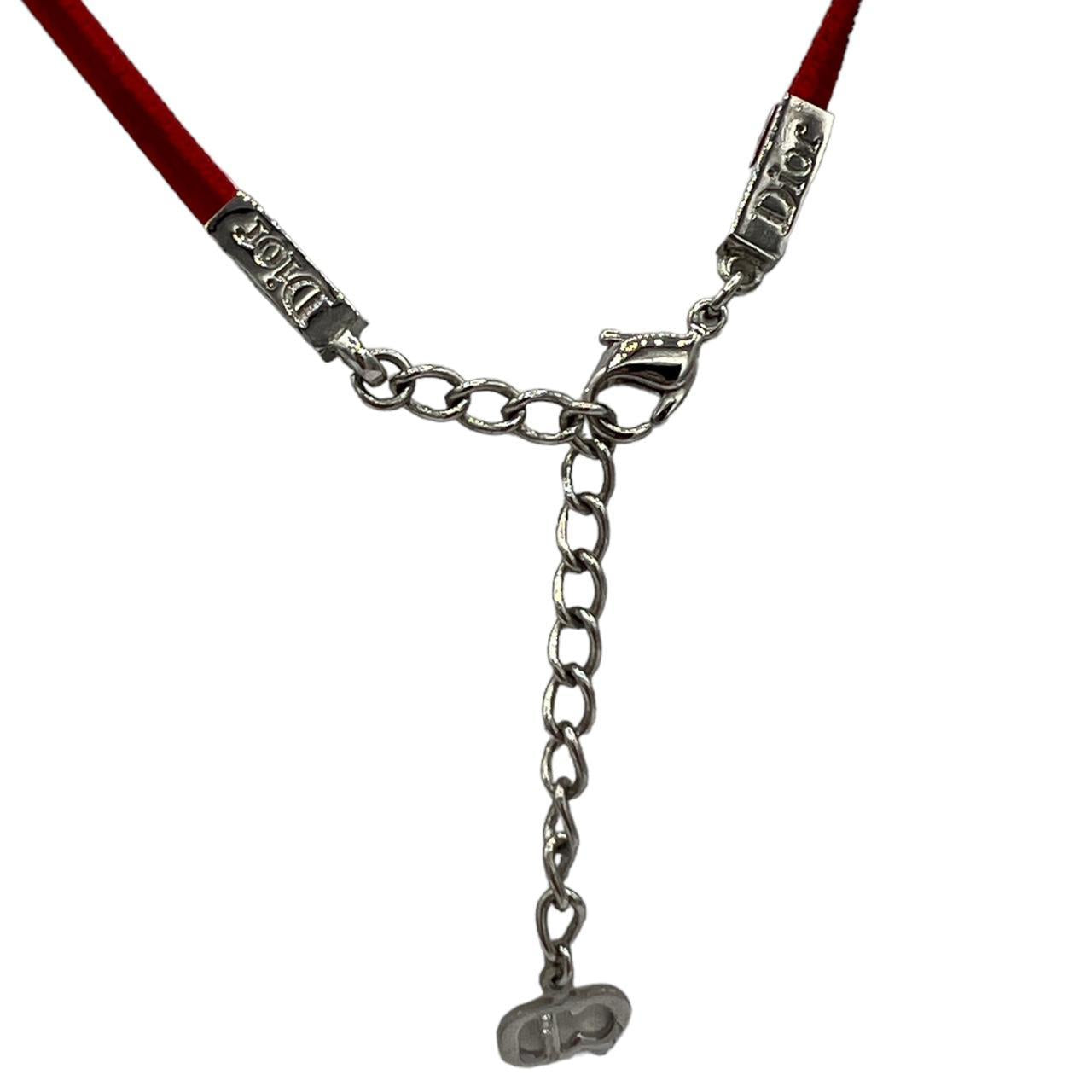 Dior by John Galliano Red Velvet Crystal Cross Choker Necklace - Outfit Repeater