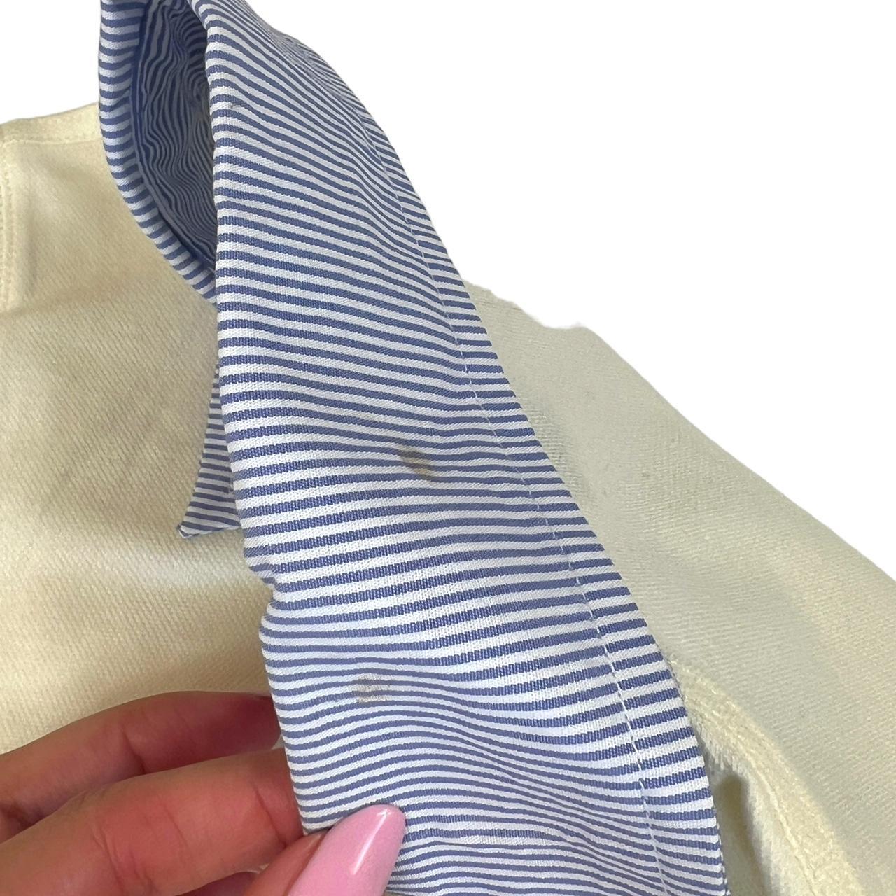 Dolce & Gabbana Cream and Blue Stripe Collared Sleeveless Top - Outfit Repeater