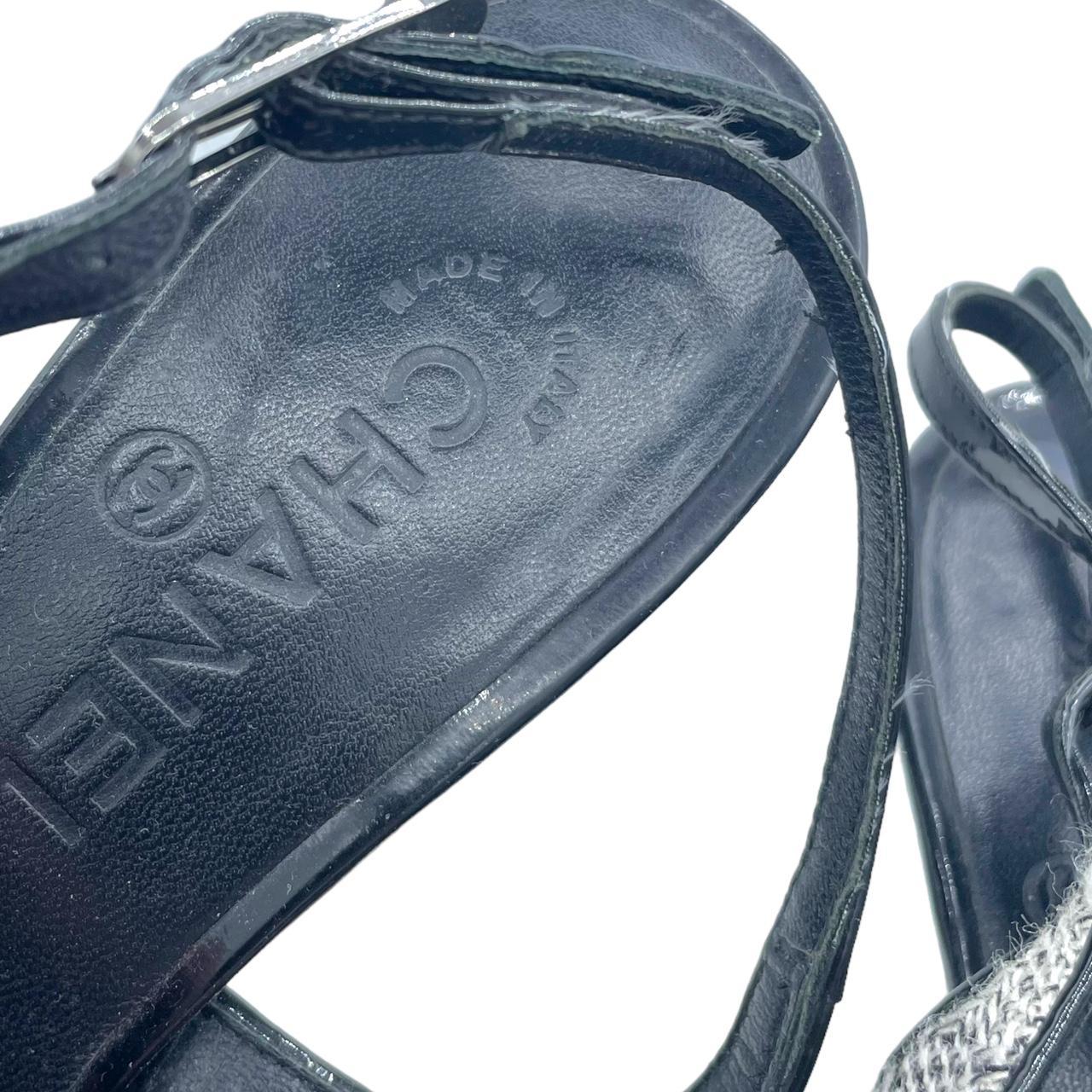 Chanel Slingback Heels Black White Tweed Pointed Toe
