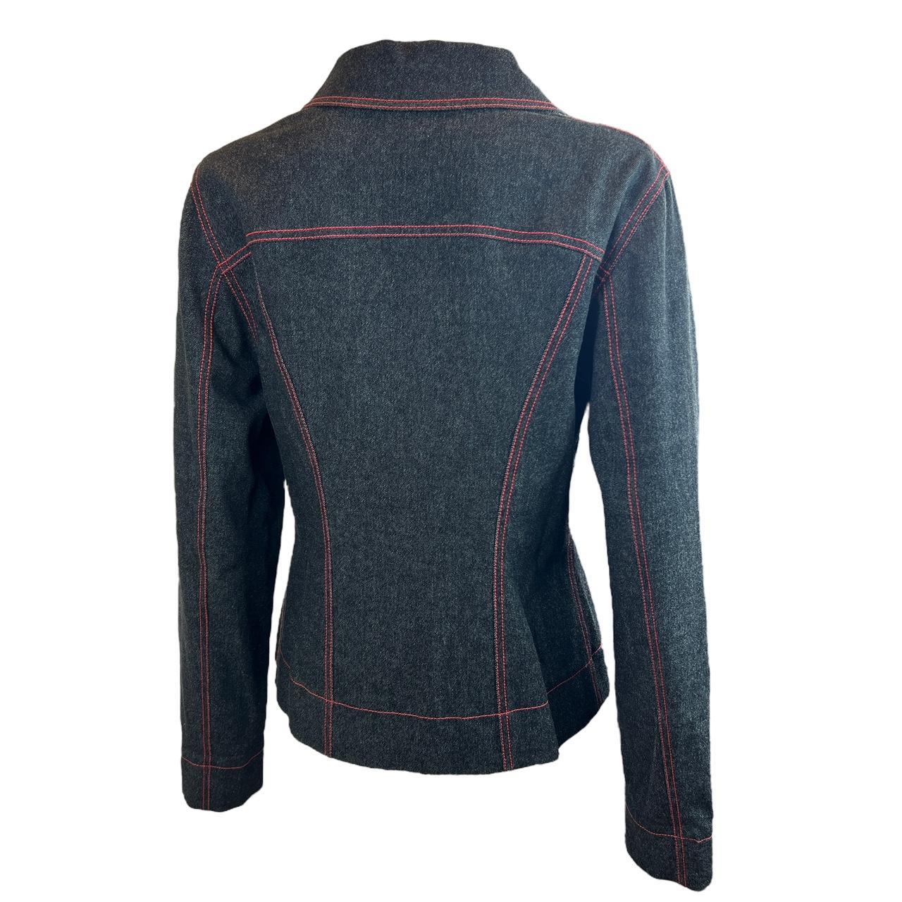 Dolce & Gabbana Wool Blend 'Denim Look' Jean Jacket with Hot Pink / Red Contrast Stitching - Outfit Repeater