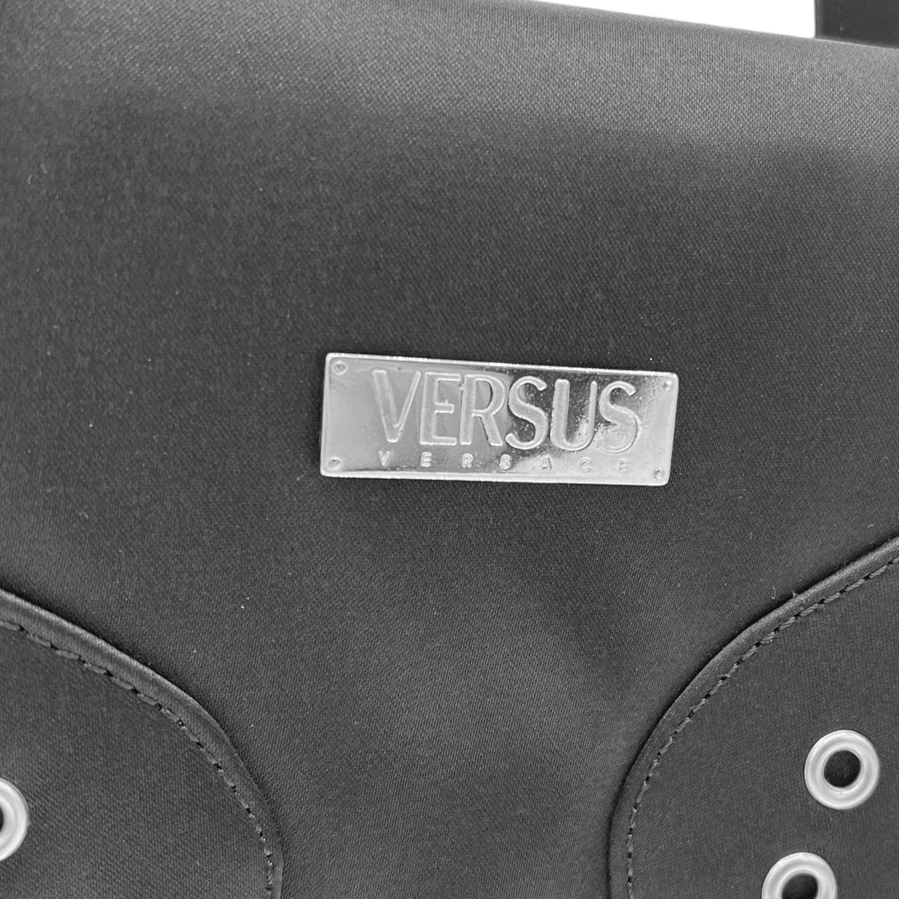Versace Versus Black Satin Evening Bag With Rhinestones