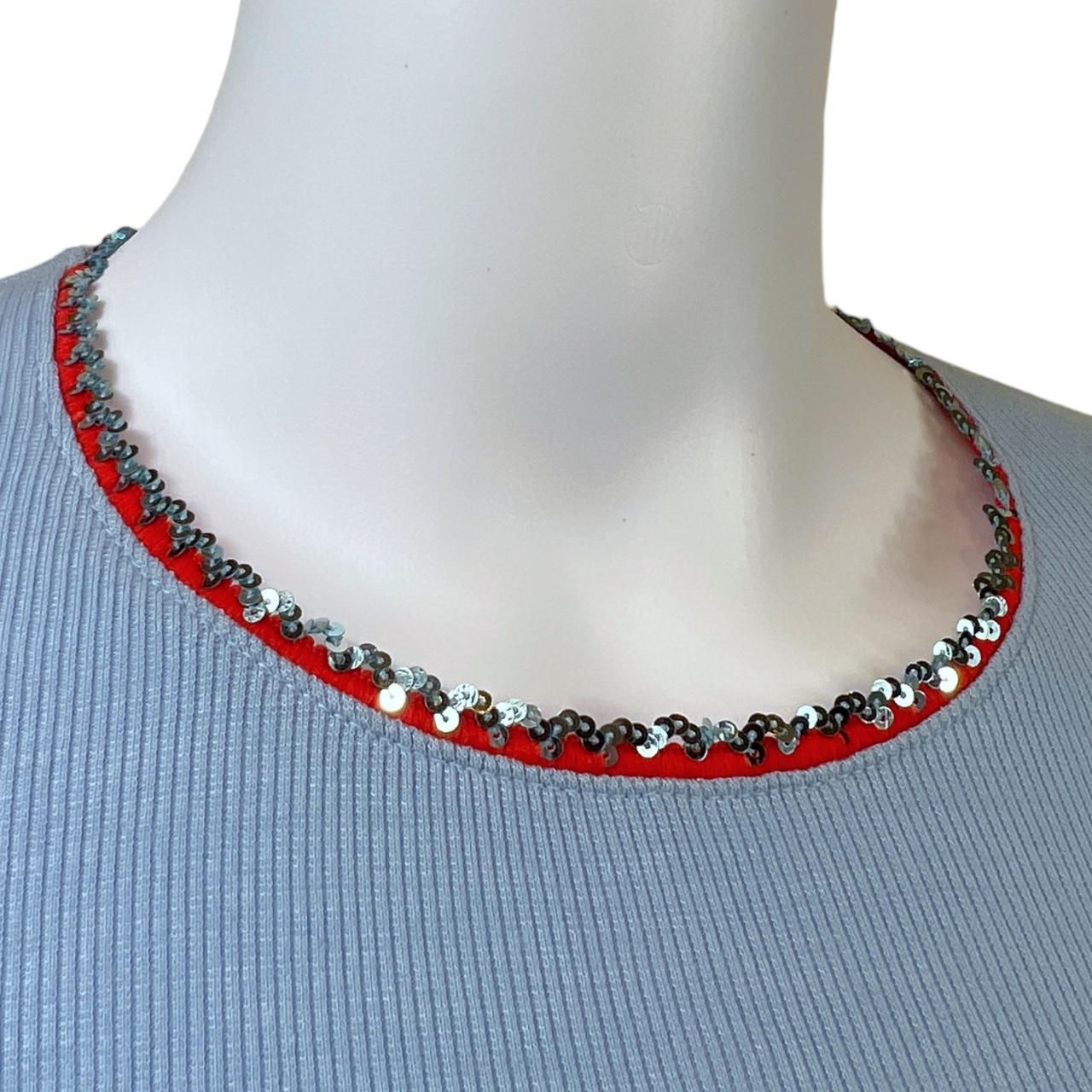 Dolce & Gabbana Light Blue Ribbed T-Shirt with Sequin Trim - Outfit Repeater