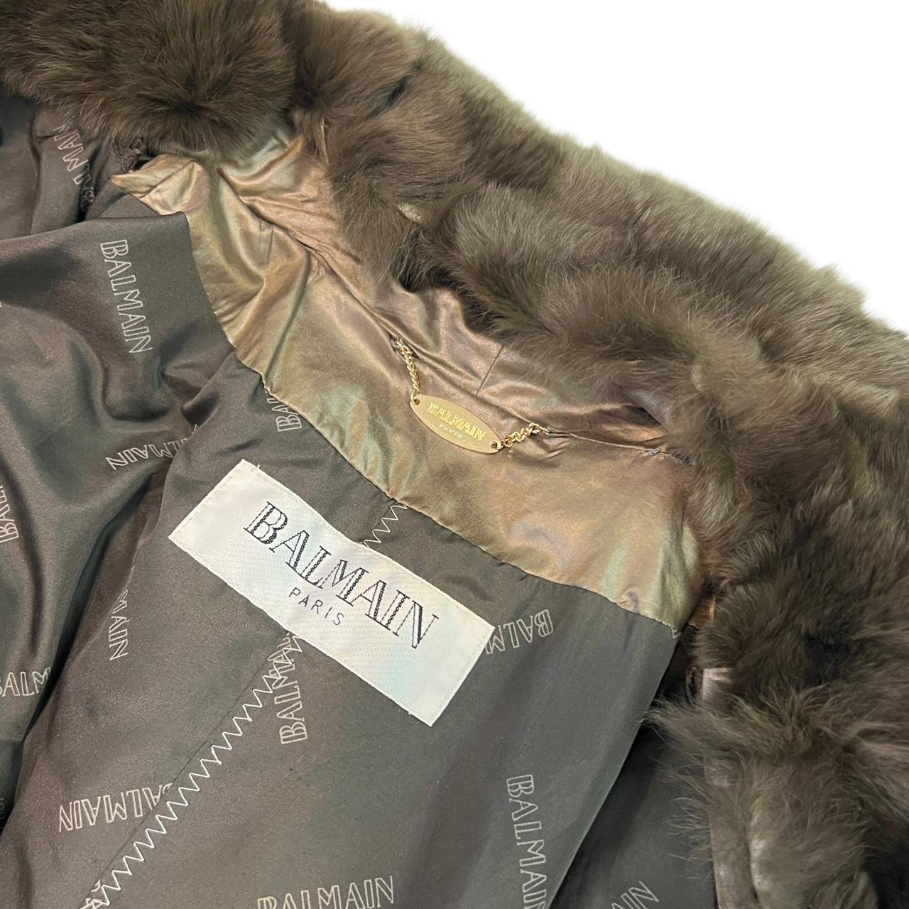 Balmain Puffer Coat Khaki Green Brown Detachable Fur