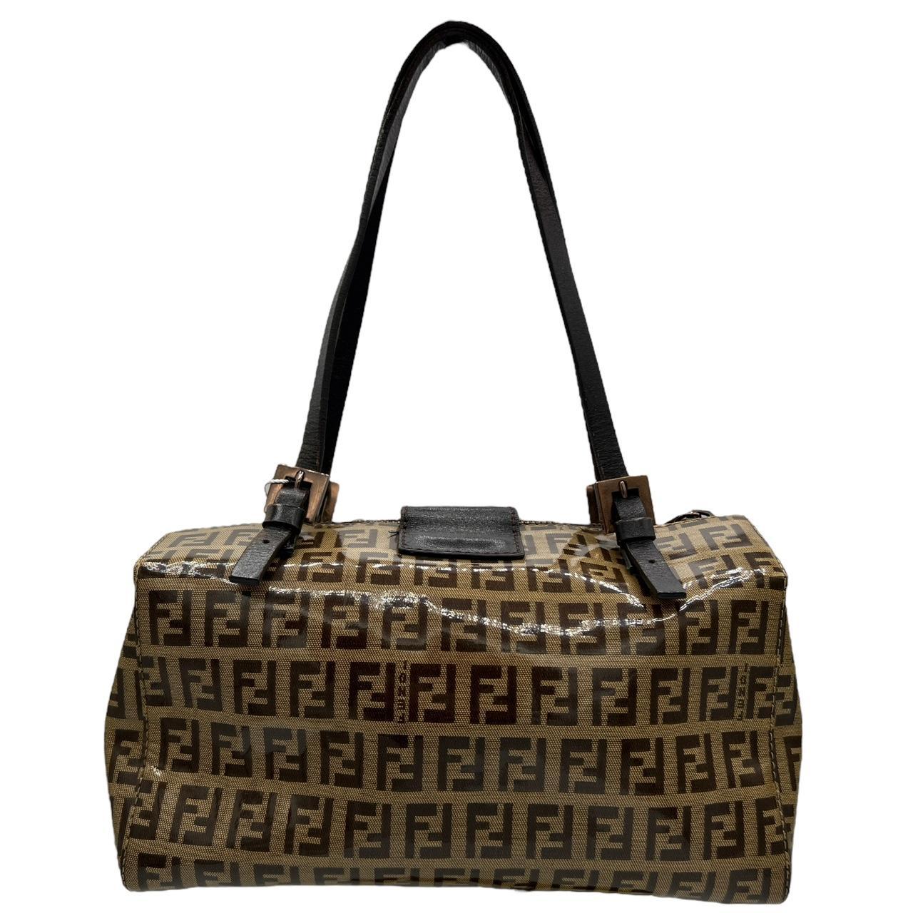 Fendi Brown Zucca Monogram Rectangle Baguette Shoulder Bag