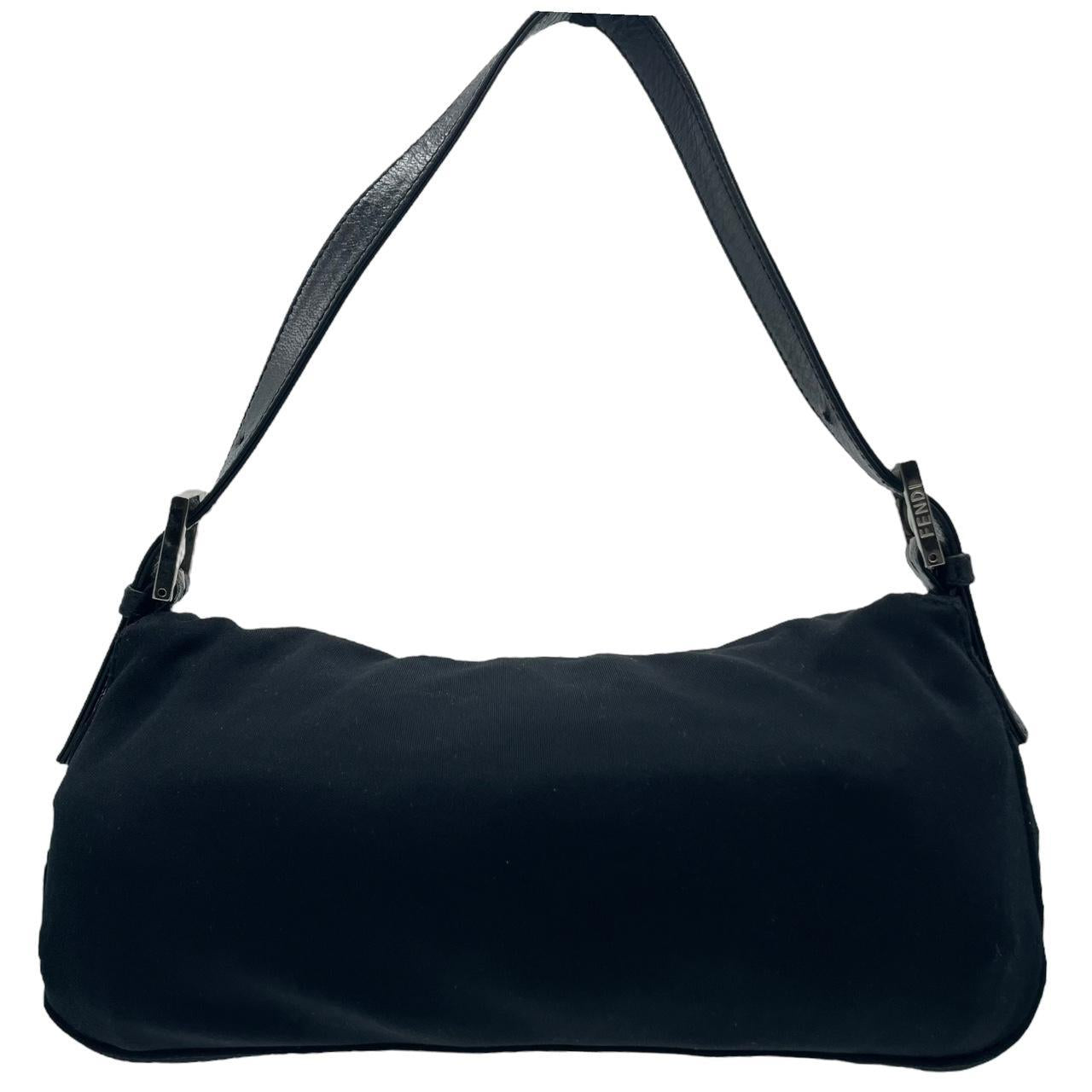 Fendi Black Neoprene Baguette Shoulder Bag