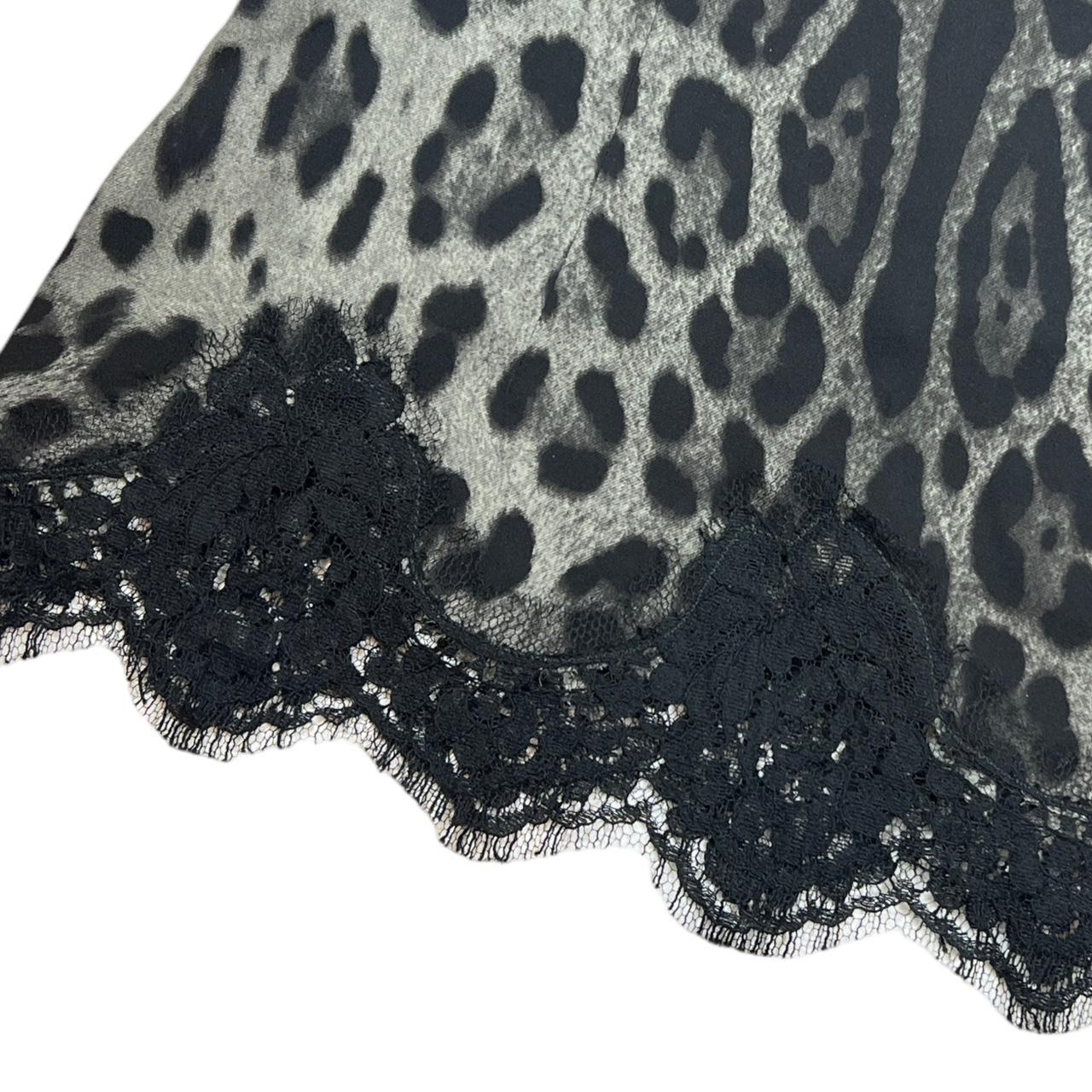 Dolce & Gabbana Silk Leopard Blouse with Lace Trim - Outfit Repeater