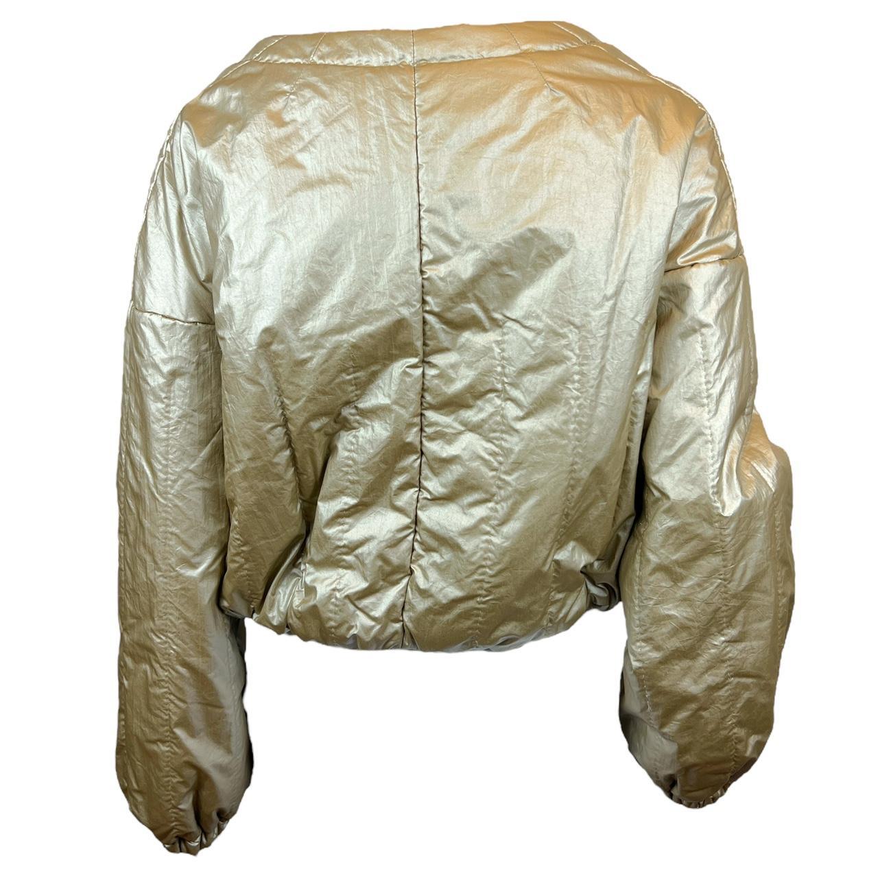 Prada 2007 Metallic Gold Cropped Bomber Puffer Jacket - Outfit Repeater