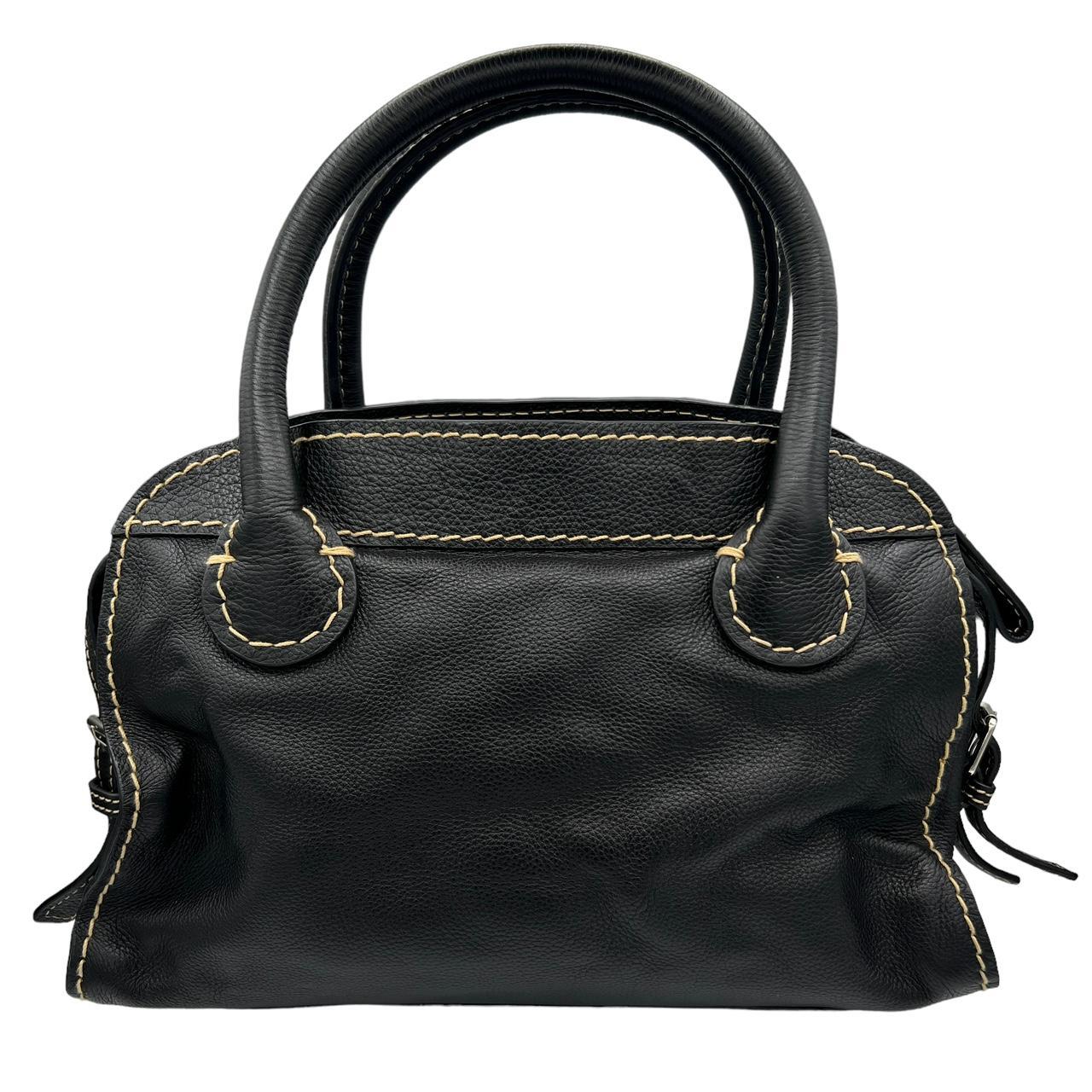 Chloé Large Black Leather Edith Bag with Contrast Stitching