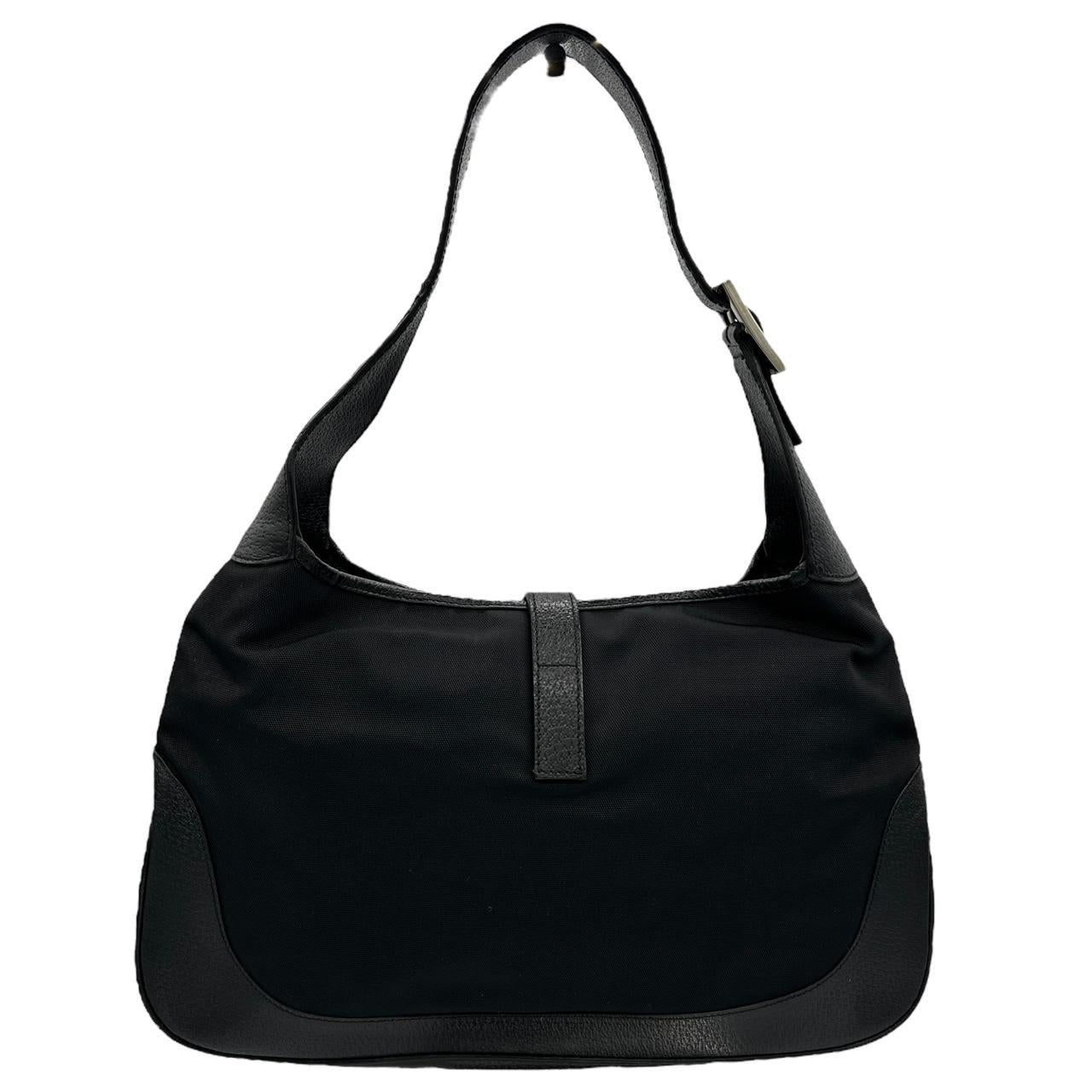 Gucci Jackie Black Canvas Leather Shoulder Bag