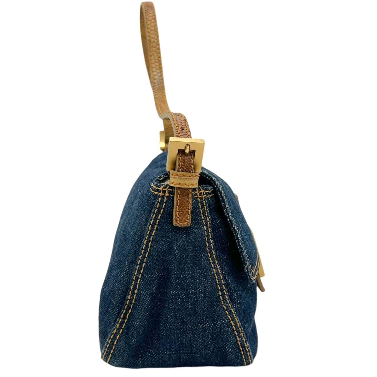 Fendi Denim & Lizard Mini Mama Baguette Shoulder Bag - Outfit Repeater