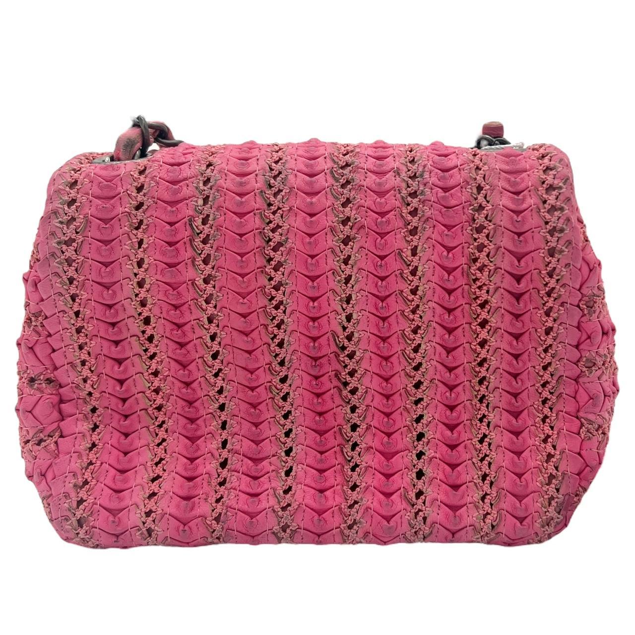 Chanel Pink Woven Lambskin Small Flap Crossbody Bag