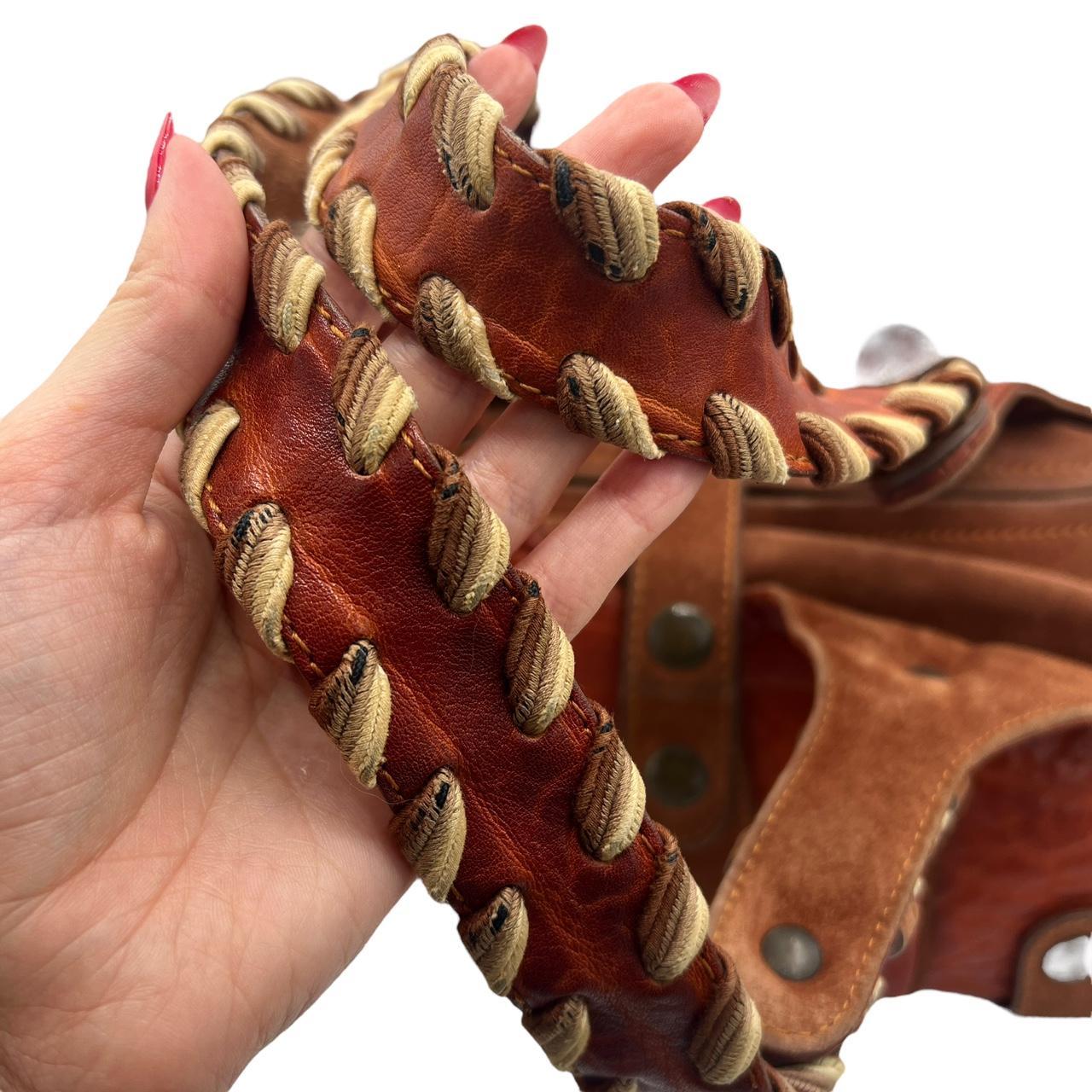 Chloé Silverado Red Tan Woven Leather Shoulder Bag