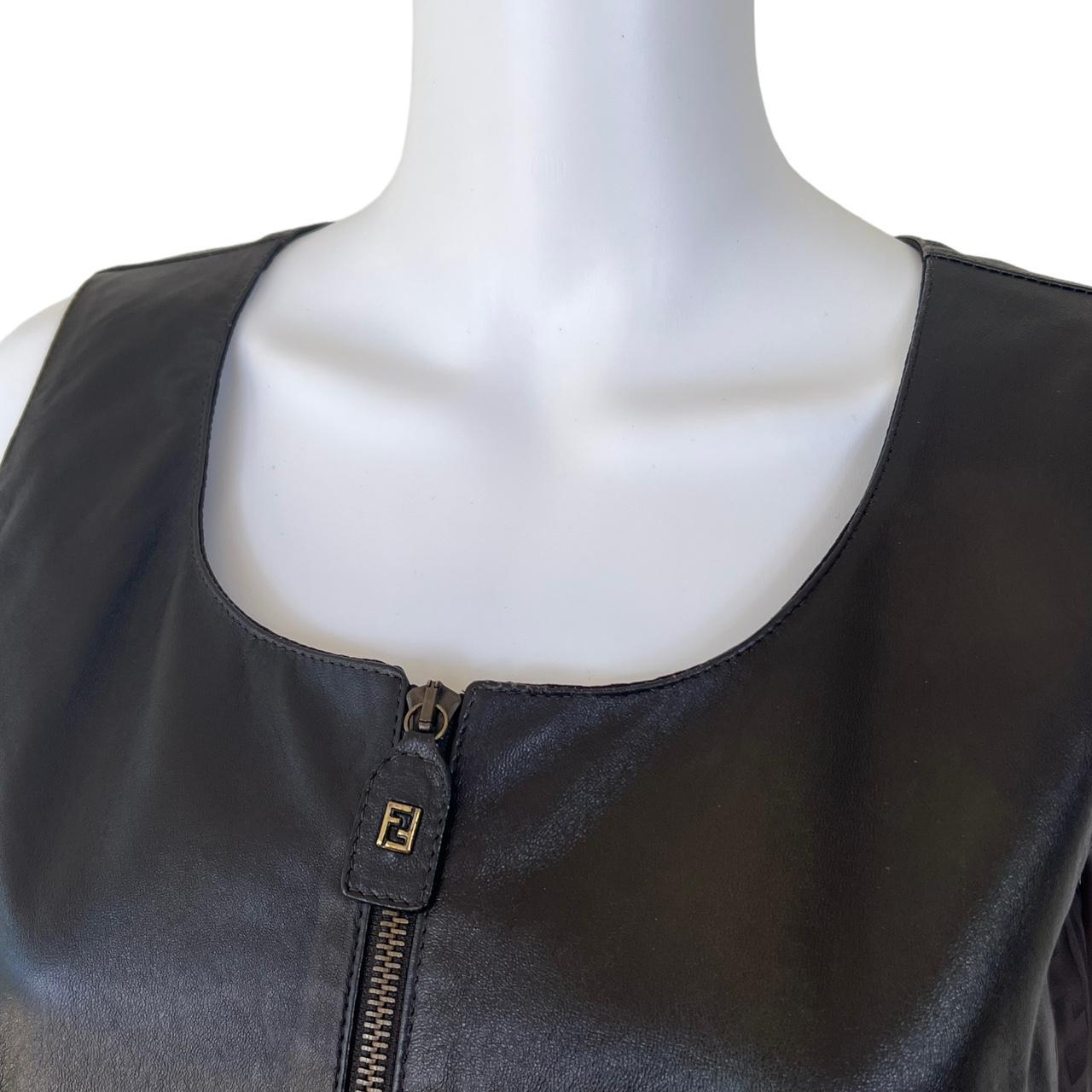 Fendi Mini Dress Brown Leather Zucca Print Fitted 1990s