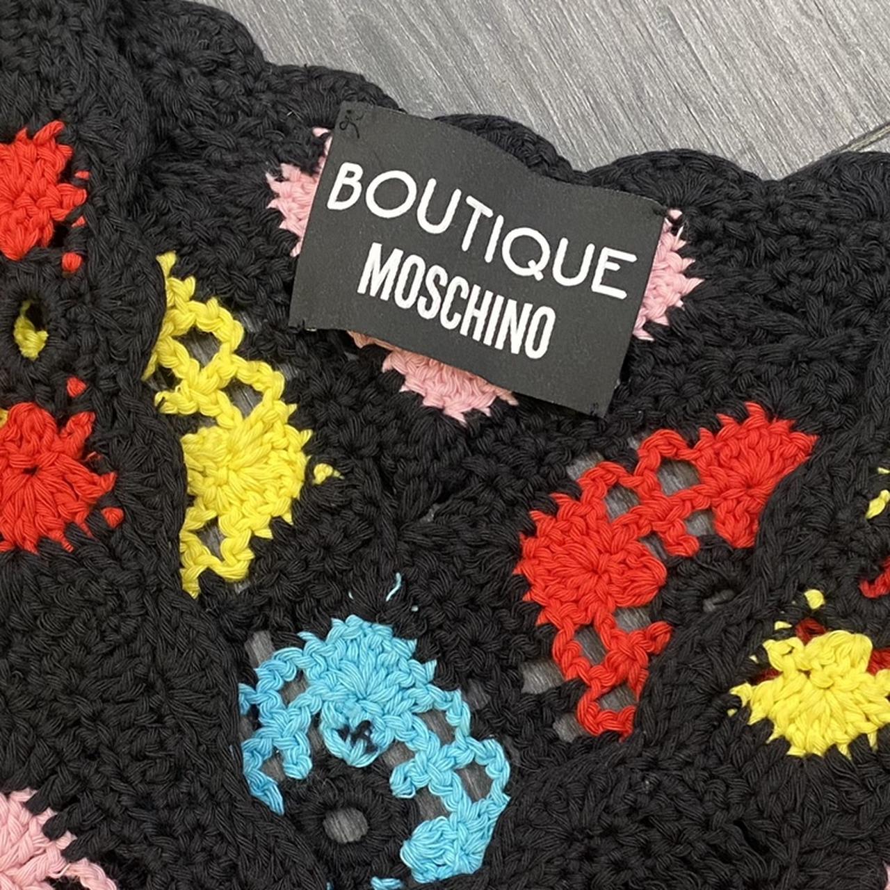 Moschino Boutique Line Rainbow Colorful Crochet Cropped Cardigan