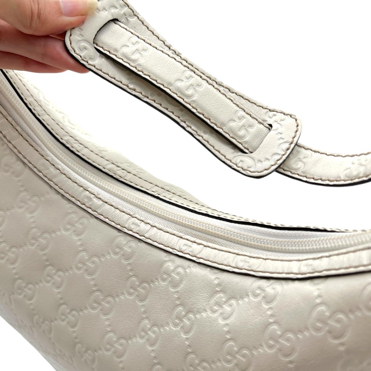 Gucci Guccissima White Leather Monogram Embossed Hobo Shoulder Bag