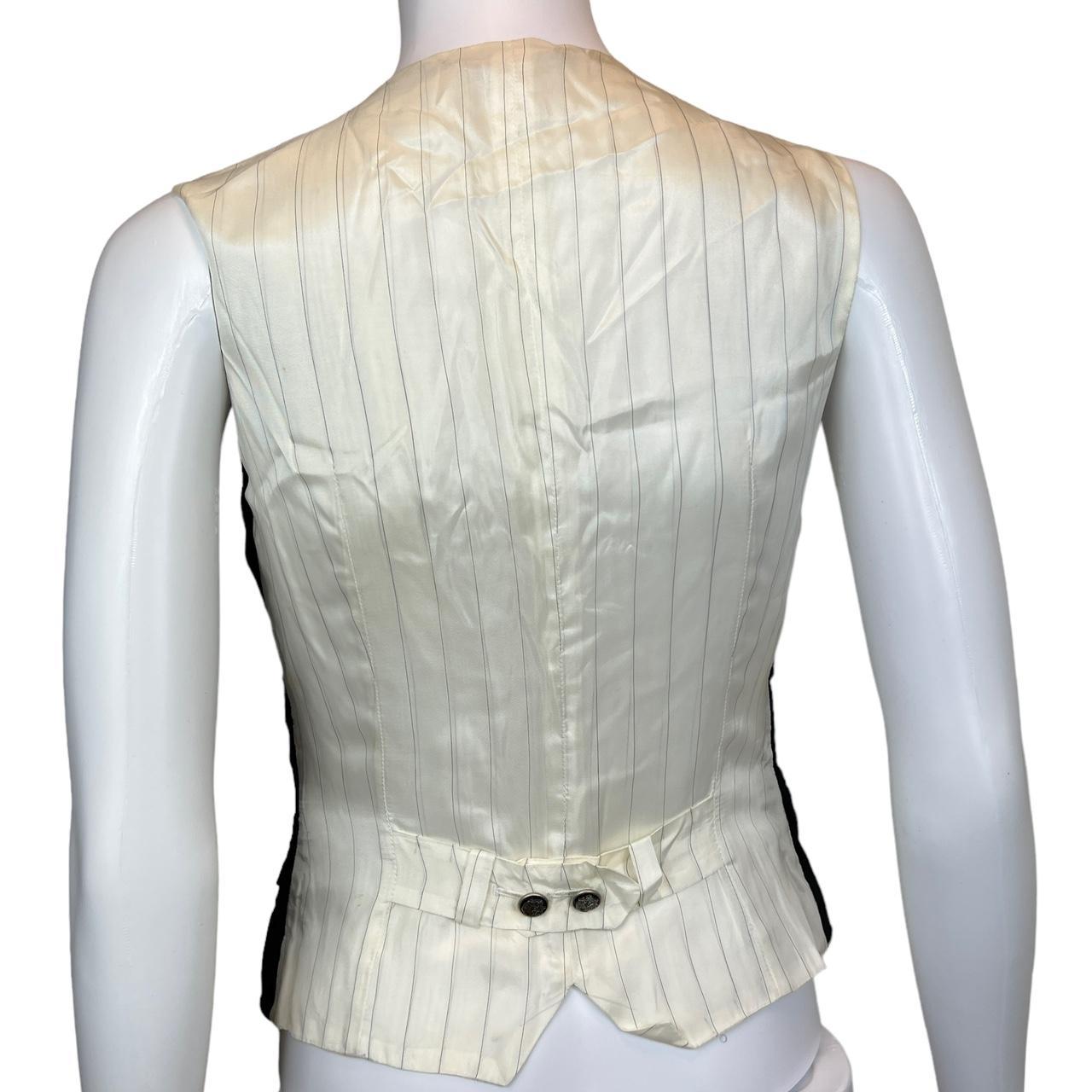 Dolce & Gabbana Black Velvet and White Pinstriped Silk Vest Top - Outfit Repeater