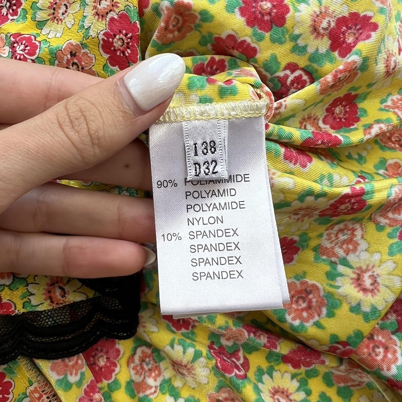 Blumarine Yellow Floral Printed Midi Skirt with Ruffle Hem and Black Lace - Outfit Repeater