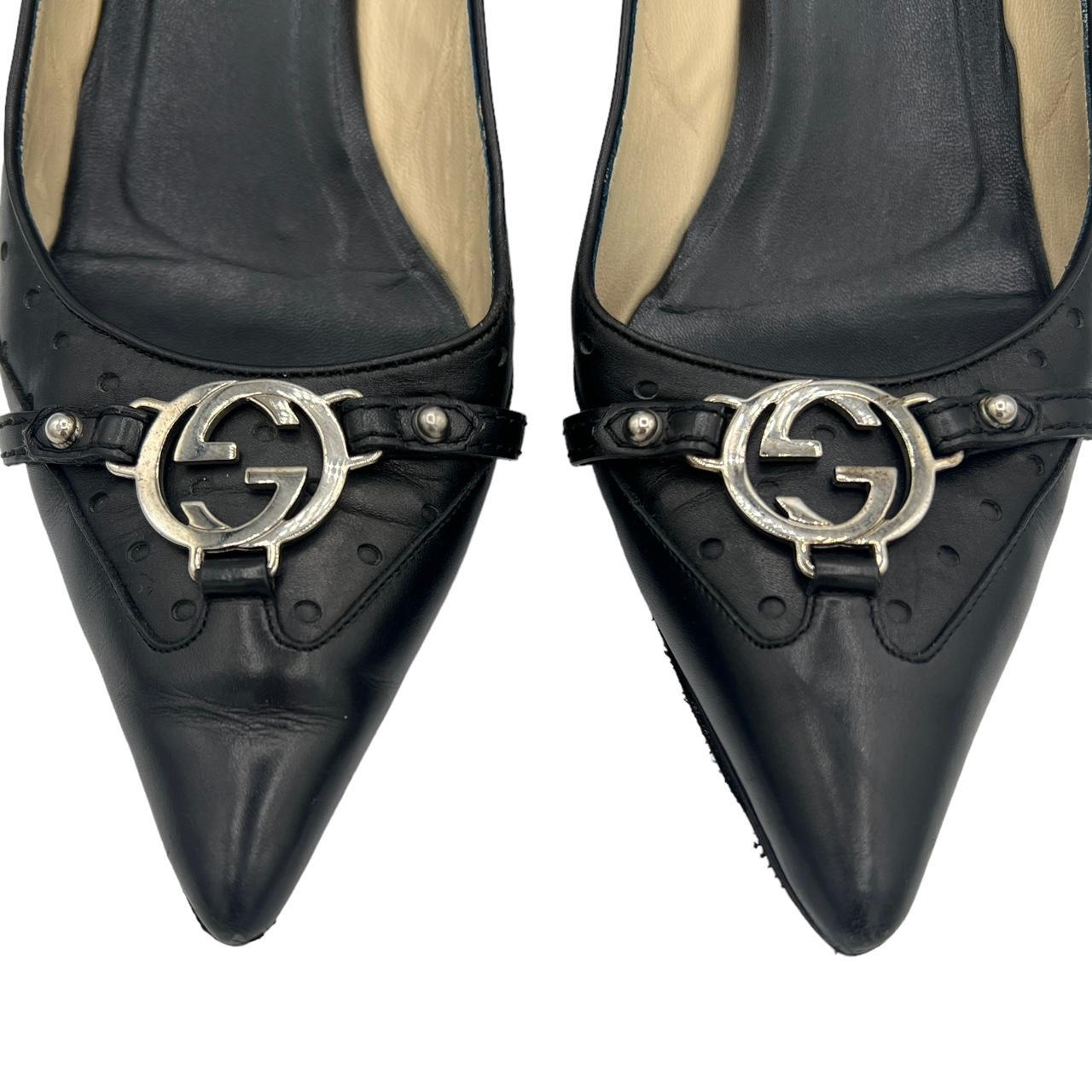 Gucci Black Pointed Toe Heels with GG Logo