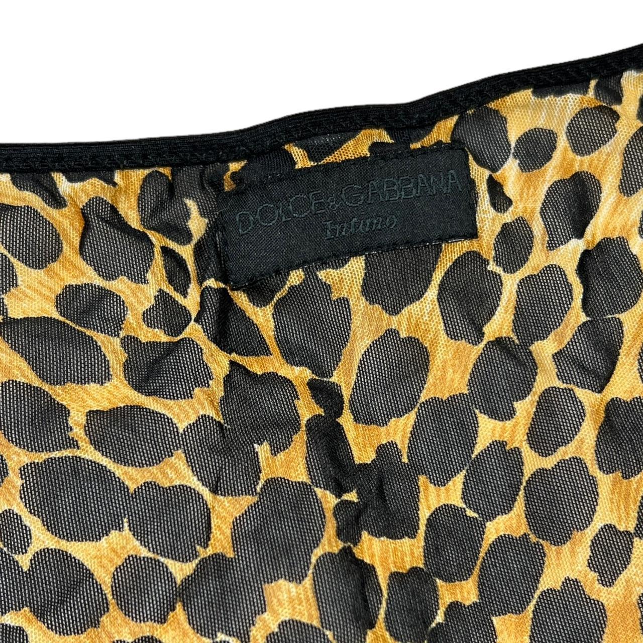 Dolce & Gabbana Leopard Print Semi Sheer Mesh T-Shirt