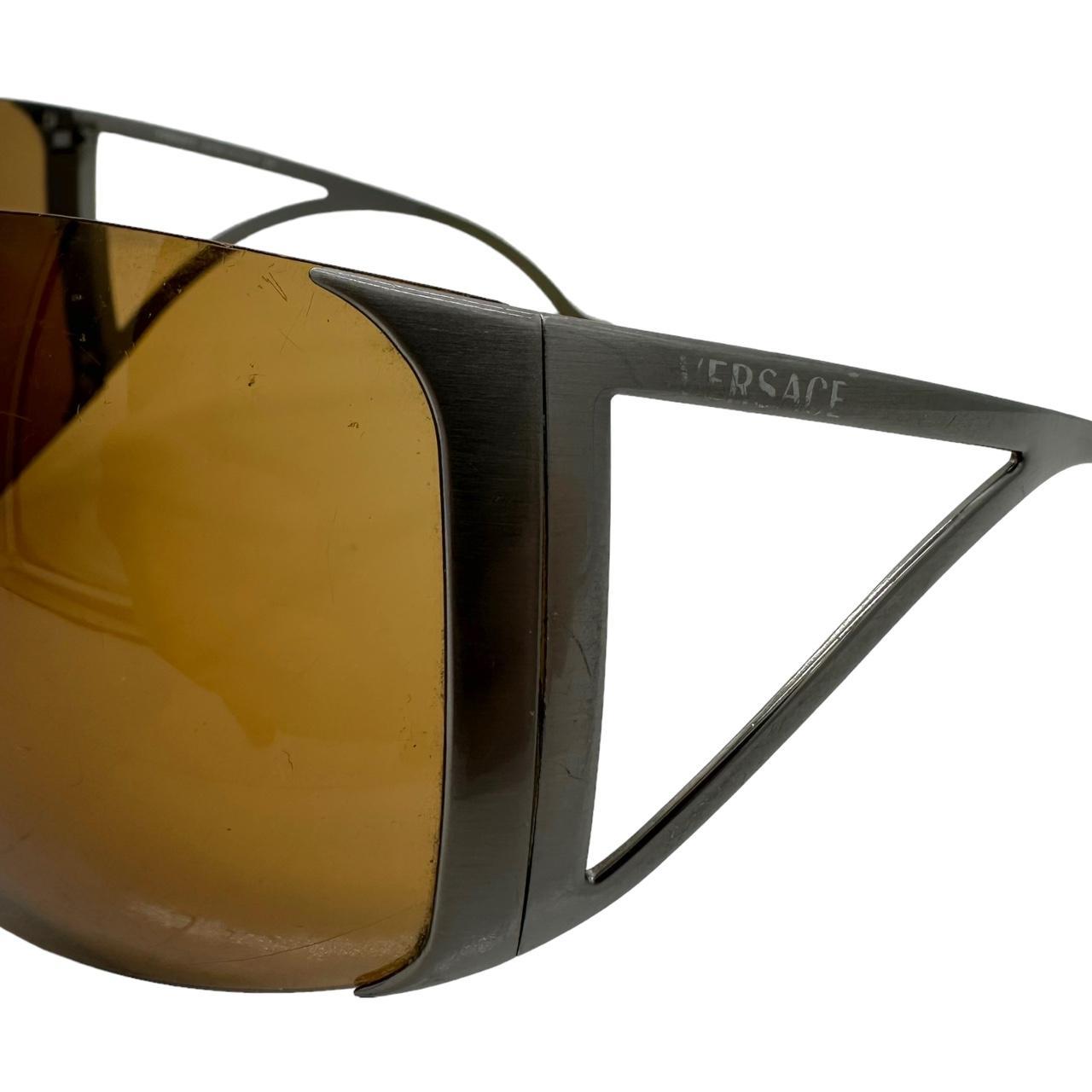 Versace Brown Oversized Wrap Sunglasses