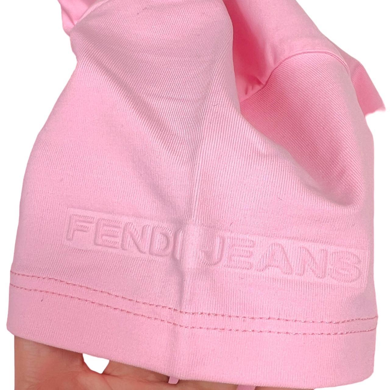 Fendi Jeans Bubblegum Pink Spandex T-Shirt with Logo