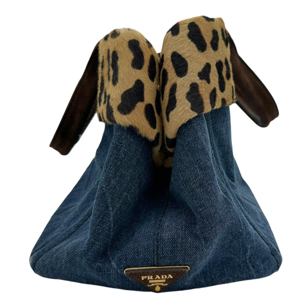 Prada Denim and Leopard Ponyhair Trim Canapa Tote Bag - Outfit Repeater
