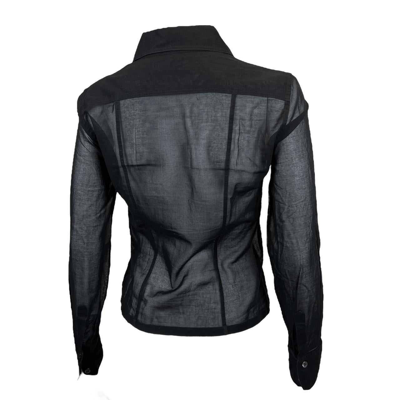 Gucci By Tom Ford S/S 1999 Black Sheer Cotton Button Down Blouse Top - Outfit Repeater