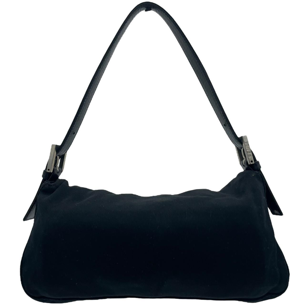 Fendi Black Neoprene Baguette Shoulder Bag