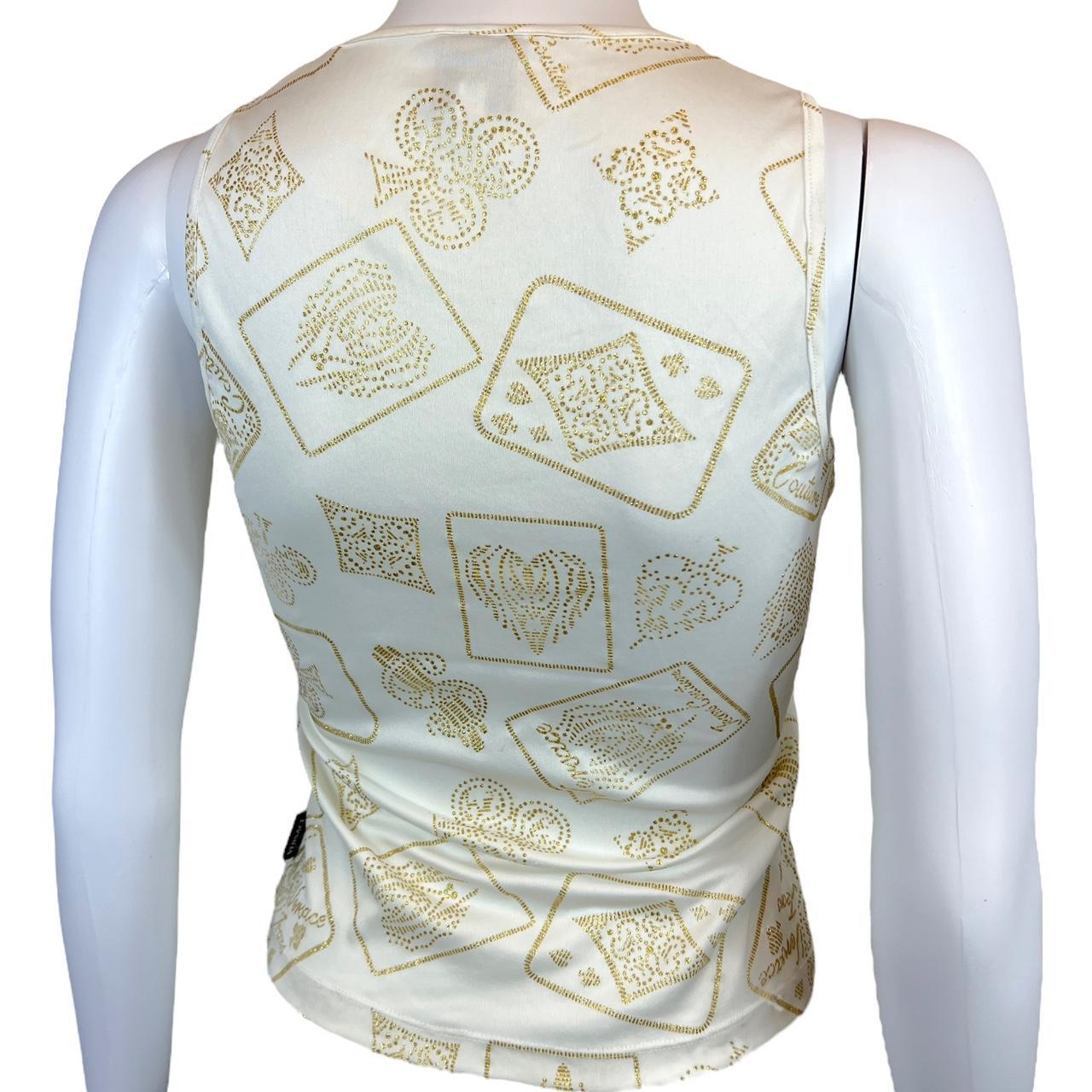 Versace Jeans Couture White and Gold Glitter Playing Card Graphic Tank Top - Outfit Repeater