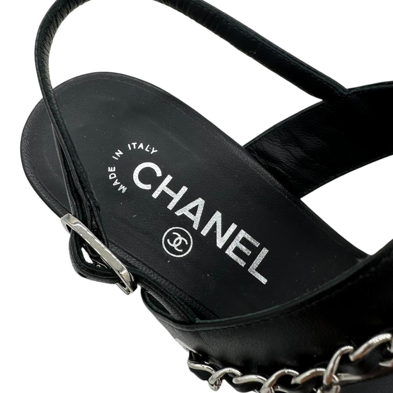 Chanel Black Lambskin Block Heel Sandals - Outfit Repeater