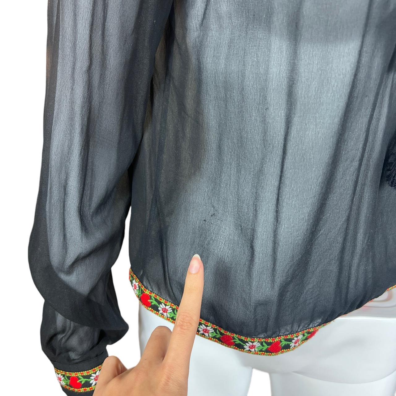 Dolce & Gabbana Silk Blouse Black Embroidered Tie Closure