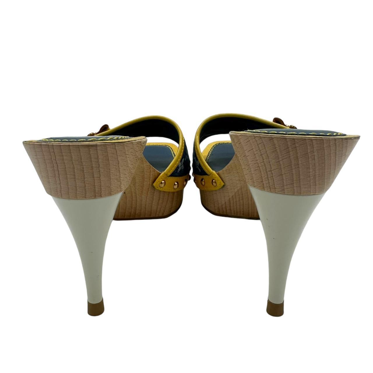 Louis Vuitton Denim Monogram Mule Heels - Outfit Repeater