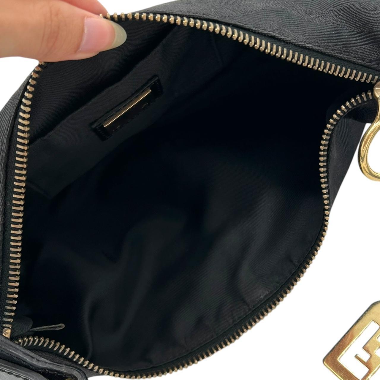 Fendi Black Tiger Print Canvas Croissant Shoulder Bag