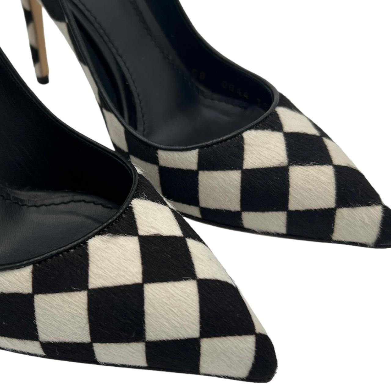 Dolce & Gabbana Black White Checkered Ponyhair Heels