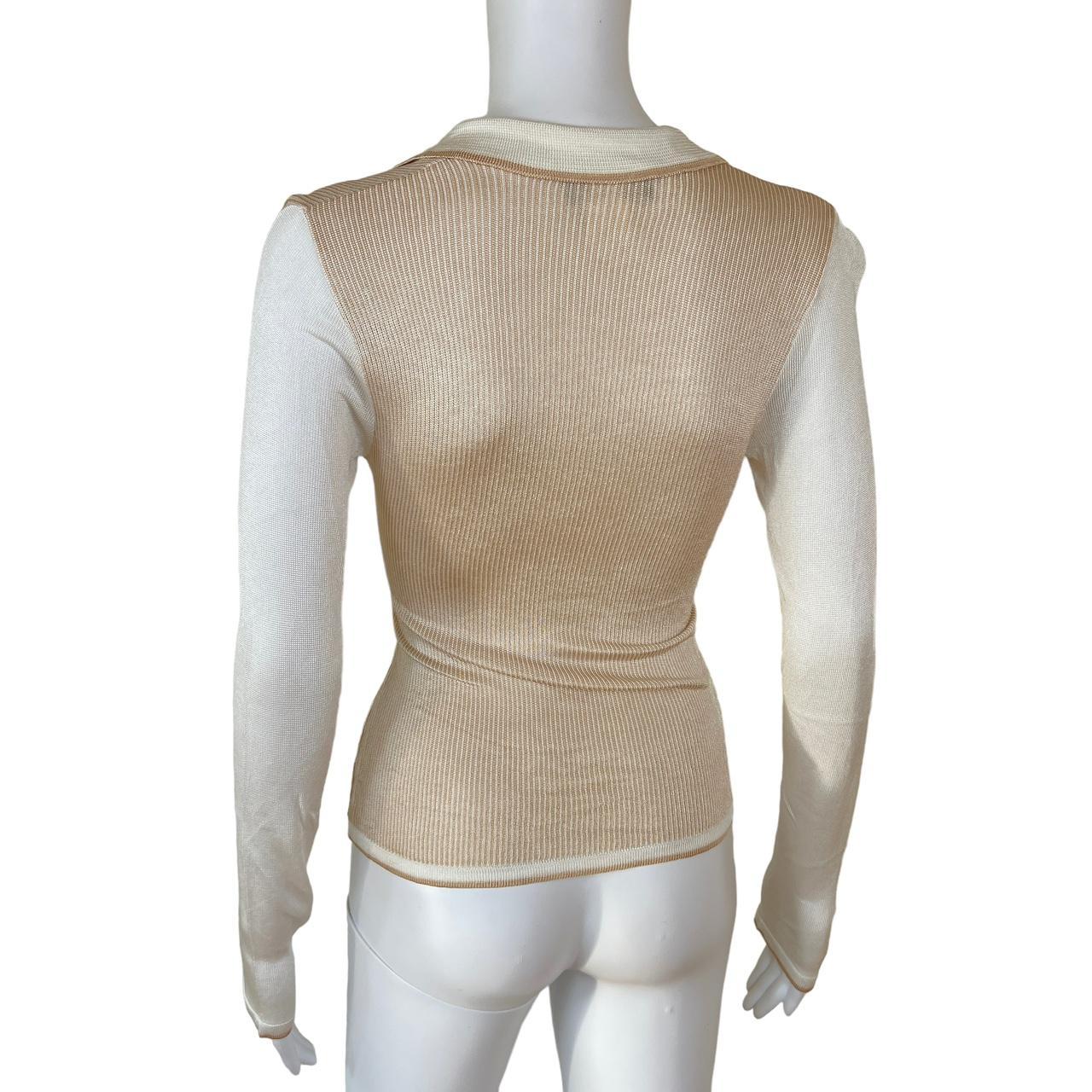 Versace Tan and Cream Knit Collared Top