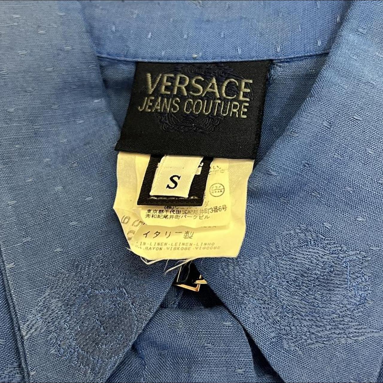 Versace Jeans Couture Blue Medusa Print Sleeveless Button Up Blouse Top - Outfit Repeater
