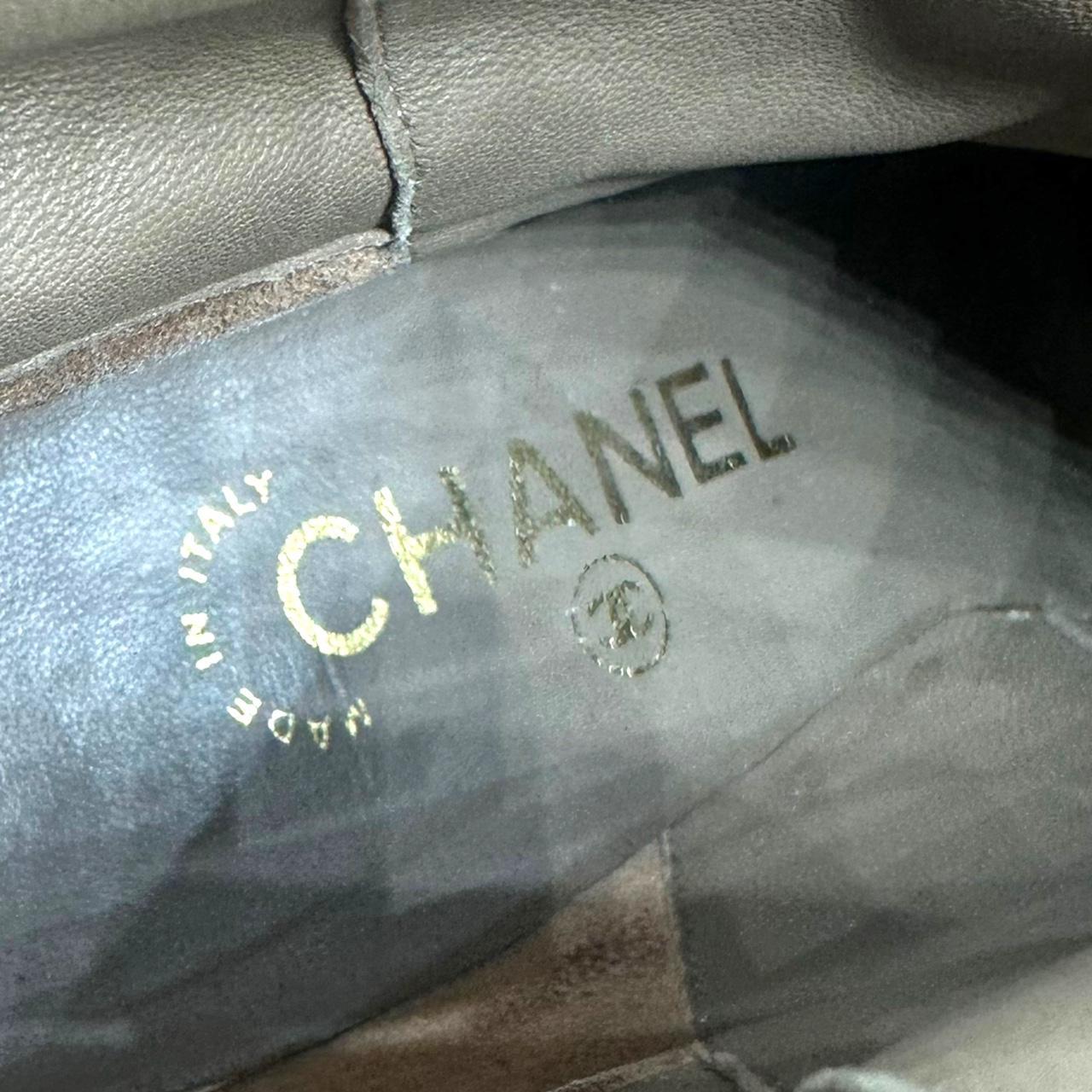 Chanel Heeled Booties Brown Black Leather Western Design